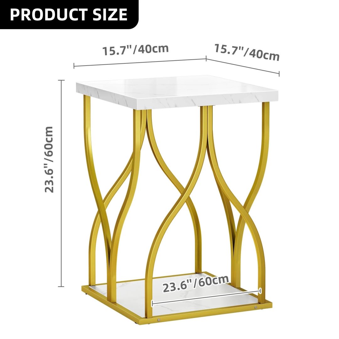 ZenVora Modern Gold Console Table with Marbled Top, Sofa Table for Entryway and Hallway