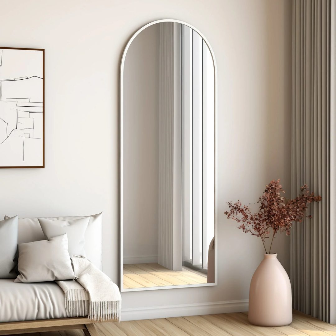 ZenVora Arched Full Length Floor Mirror, Large Full Body Standing and Wall Mounted Mirror for Bedroom, Living Room and Home Decor