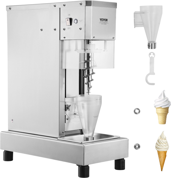 ZenVora 750W Ice Cream Blender Machine - 304 Stainless Steel Milkshake Mixer with Dual Hoppers