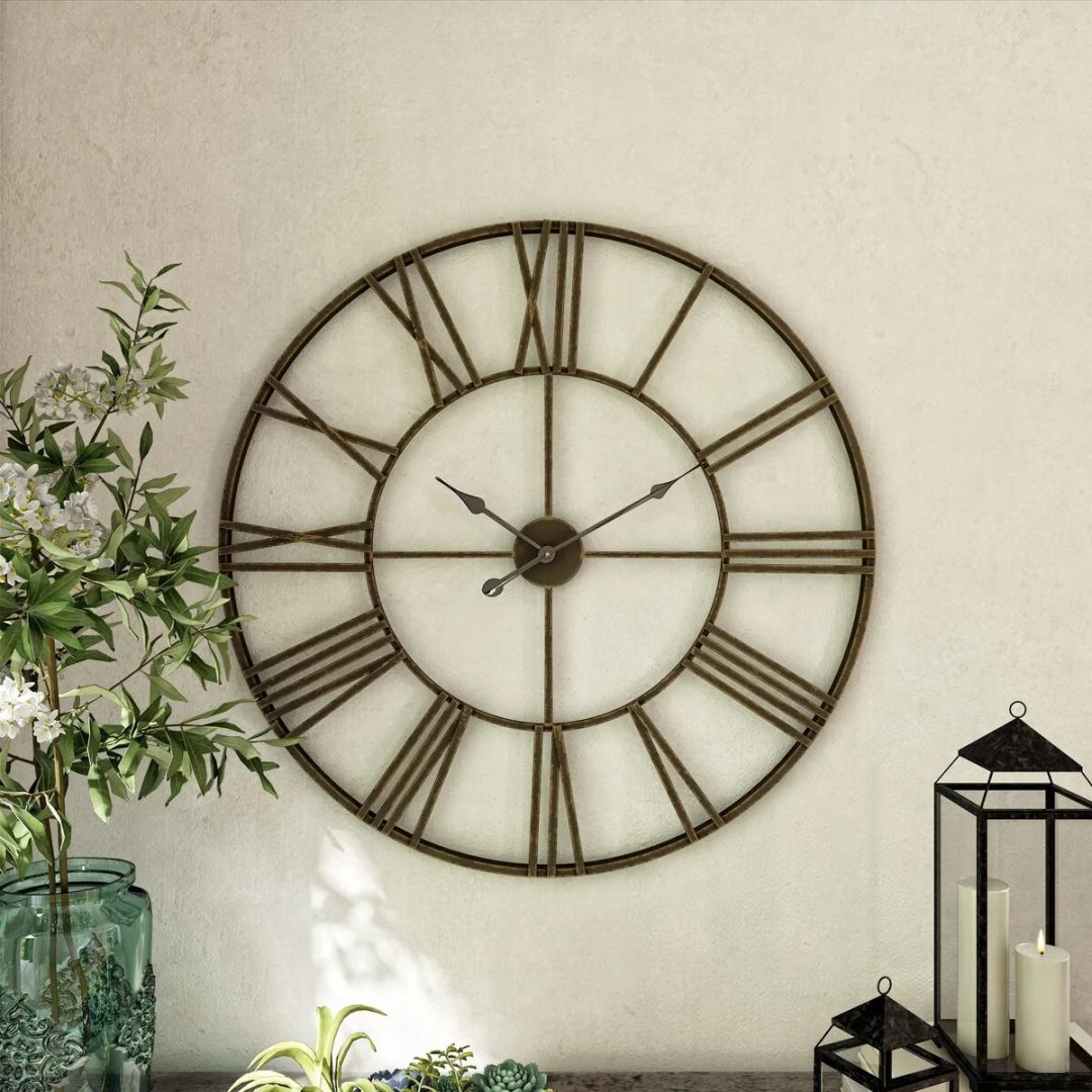 ZenVora Modern Round Metal Wall Clock, Decorative Circular Hanging Clock for Living Room, Bedroom and Office