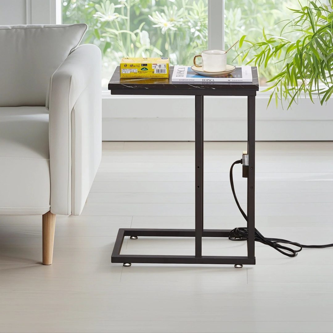 ZenVora Set of 2 C-Shaped Sofa Side Tables, Small End Tables for Living Room, Bedside and TV Tray