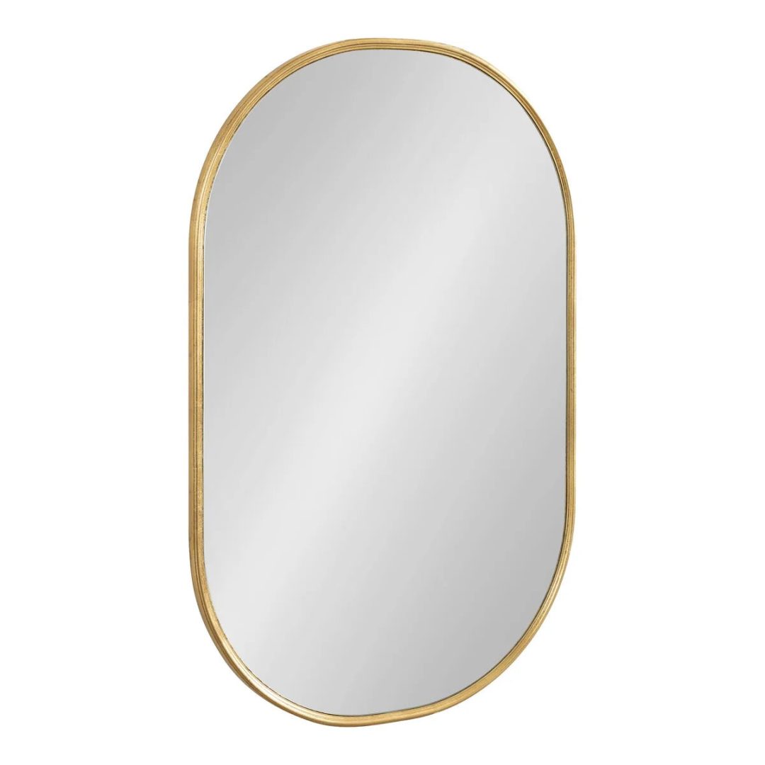Modern Capsule Framed Wall Mirror, Decorative Oval Accent Mirror for Living Room, Bedroom and Entryway