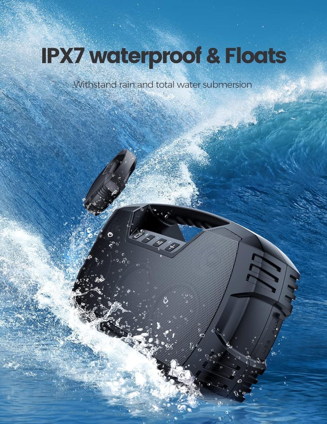 ZenVora IPX7 Waterproof 40W Bluetooth Speaker, Portable Wireless Outdoor Speaker for Beach, Pool, Travel and Home