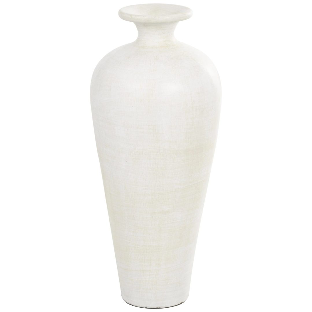 ZenVora Tall Ceramic Amphora Floor Vase, White Decorative Vase for Home Decor