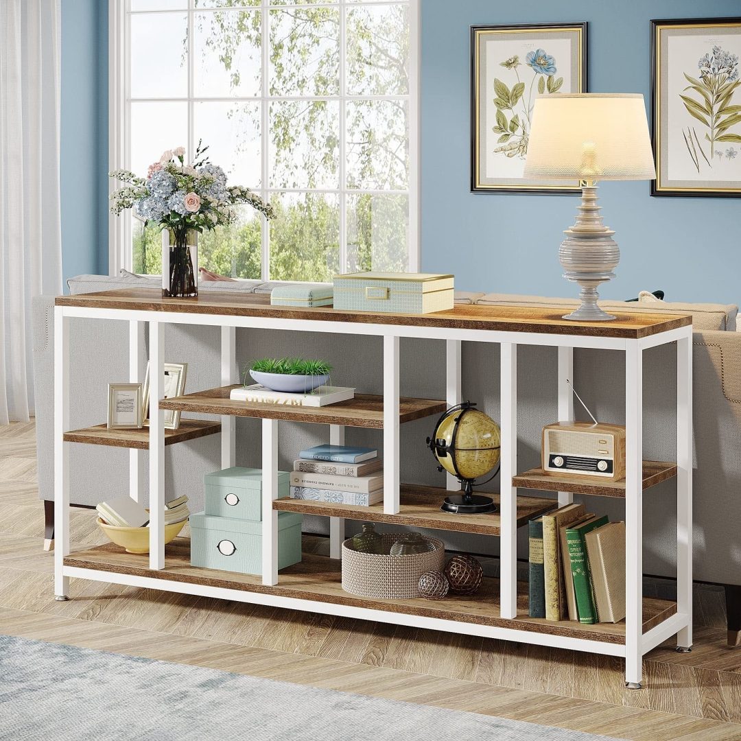 ZenVora 70.9 Inch Console Sofa Table with Storage, 3-Tier Entryway Table for Hallway
