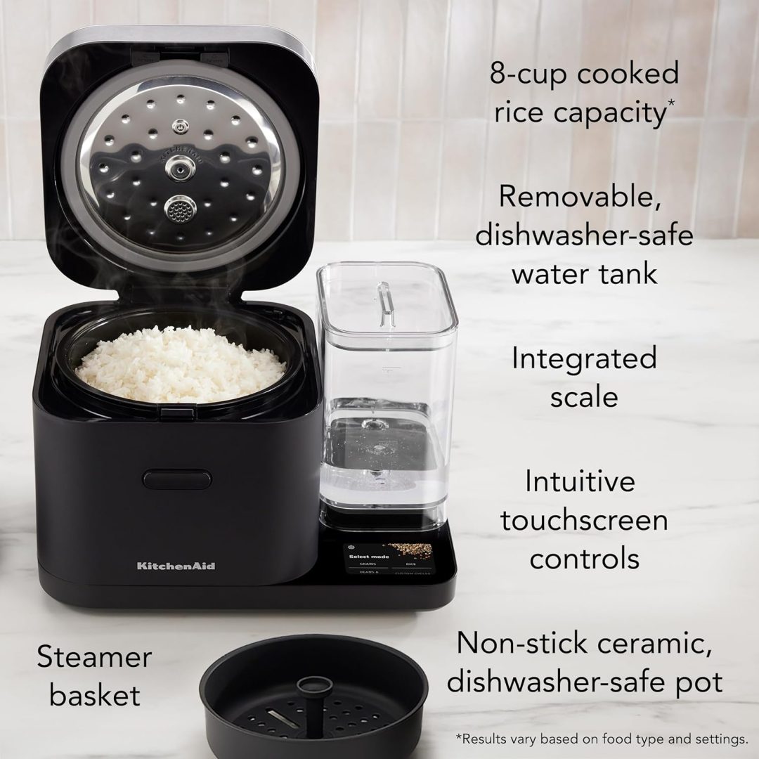 ZenVora 8-Cup Grain and Rice Cooker with Integrated Scale and Delayed Cook
