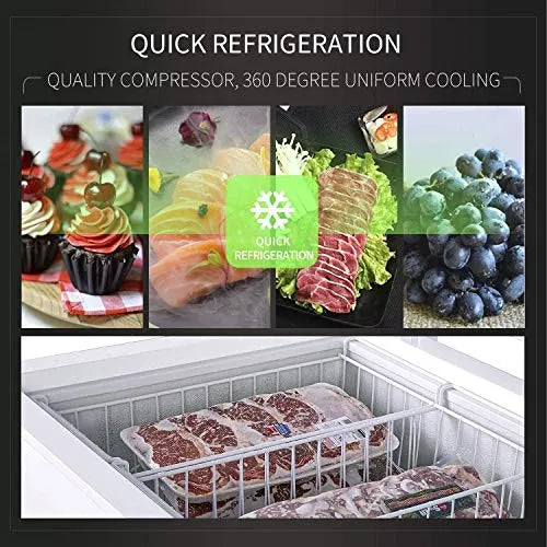 ZenVora Commercial Top Chest Freezer 7 Cu. Ft - Deep Ice Cream Freezer with Wire Storage Basket, Solid Door, for Groceries, Kitchen, Restaurant White