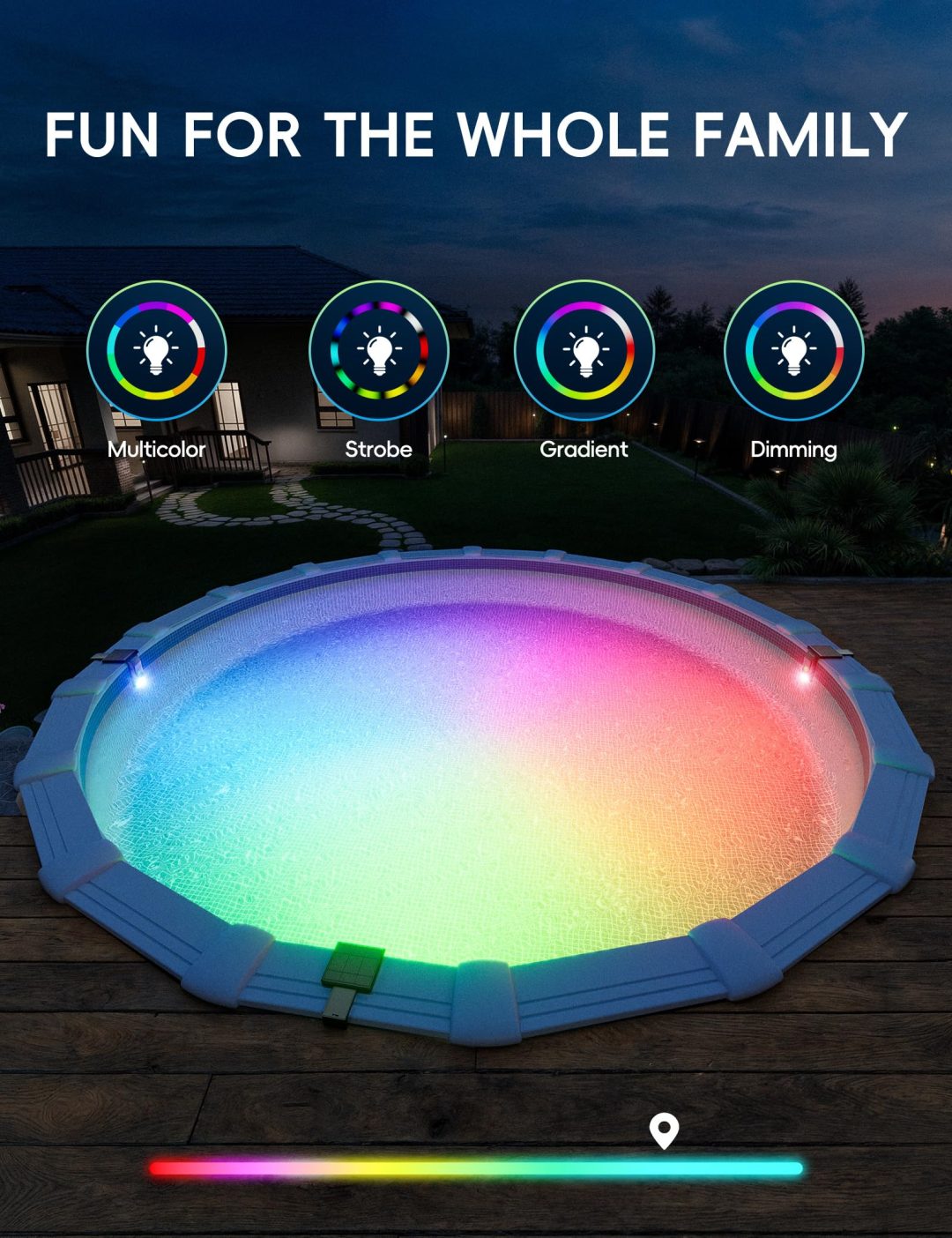 ZenVora Solar Pool Lights for Steel Wall Above Ground Pools, Solar Powered LED Swimming Pool Lighting