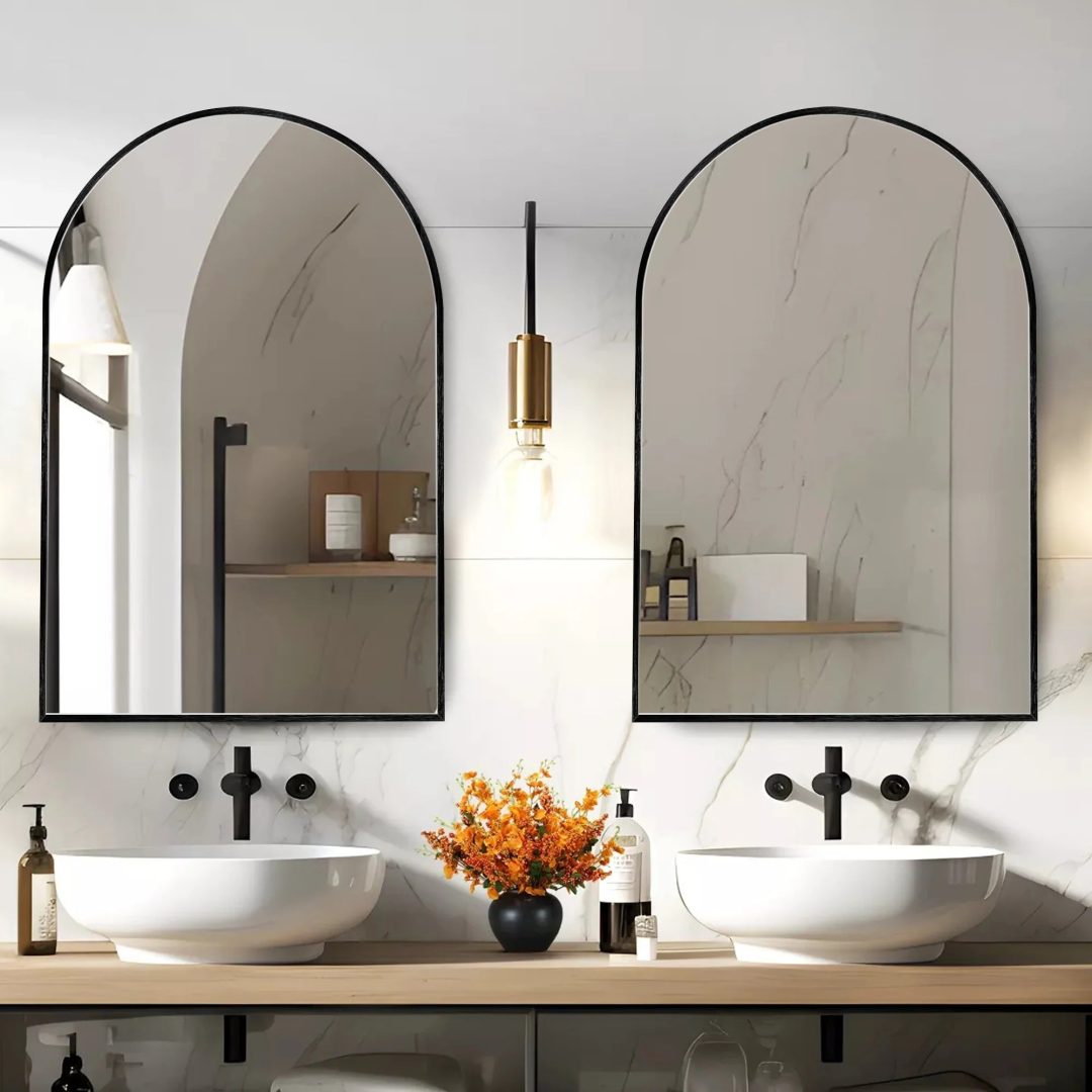 ZenVora Modern Arch Aluminum Bathroom Wall Mirror, Wall Mounted Vanity Mirror for Bathroom, Bedroom and Home Decor