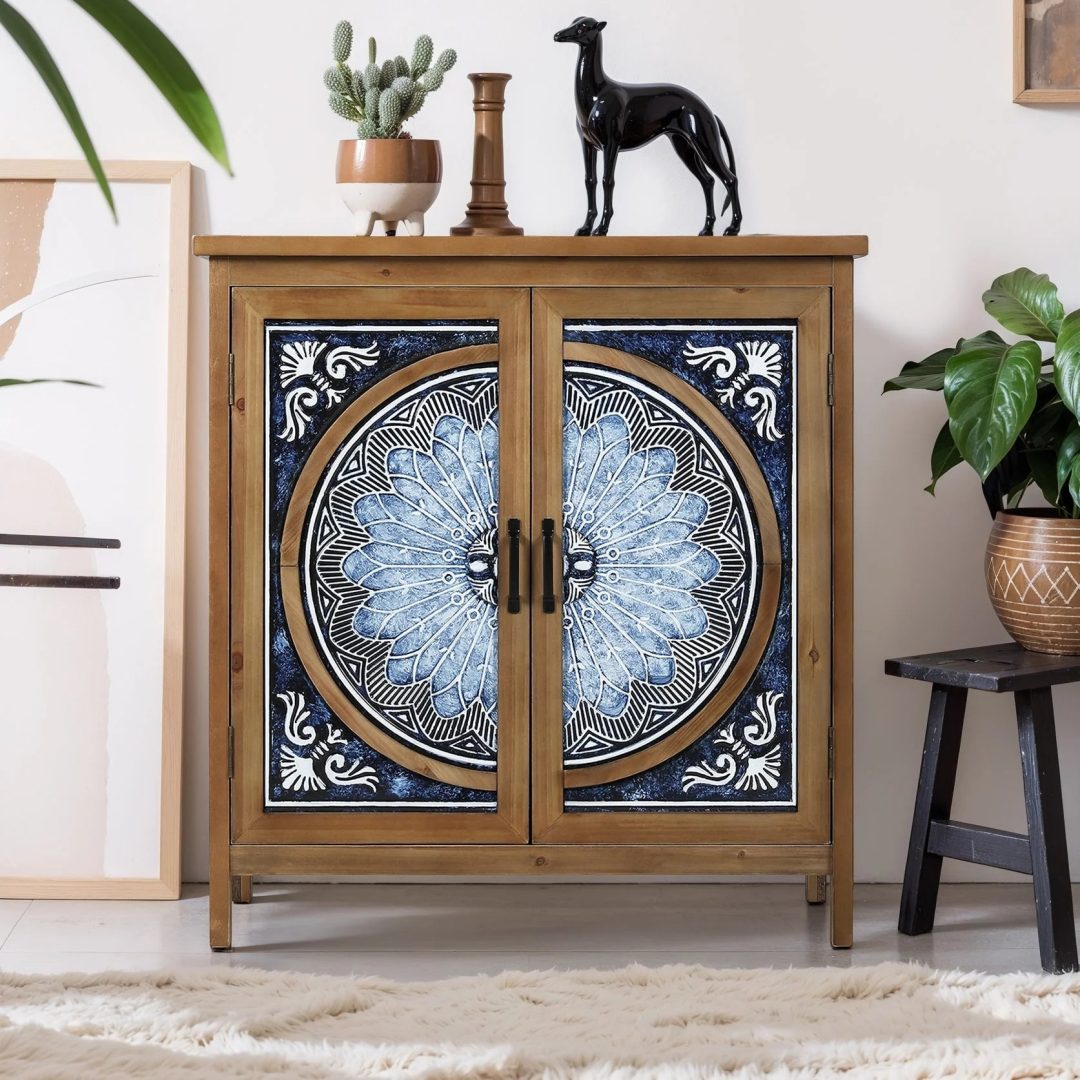ZenVora Vintage Storage Accent Cabinet, Small Sideboard Buffet Cabinet for Bedroom, Living Room and Entryway