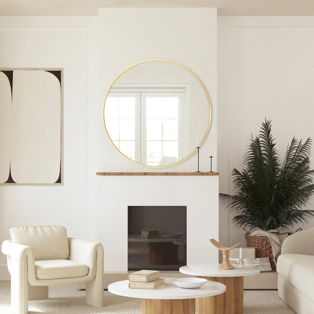ZenVora Modern Round Bathroom Vanity Mirror, Wall Mounted Circular Mirror for Bathroom, Bedroom and Home Decor