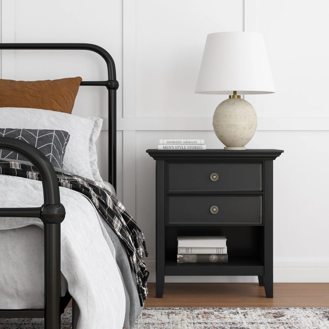 ZenVora 24 Inch Wide Solid Wood Nightstand, Bedside Table and Bedroom End Table