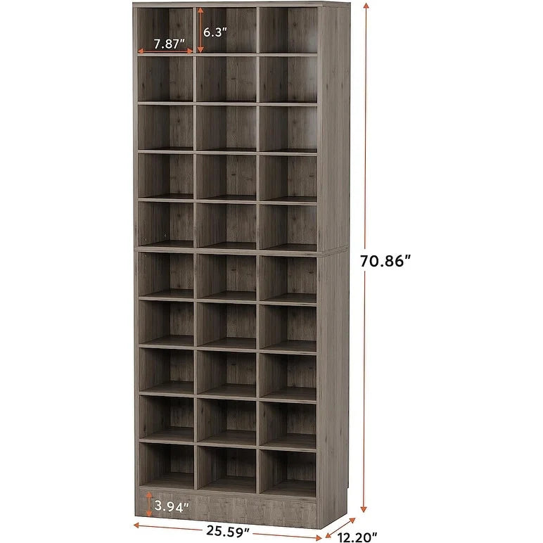 ZenVora 10-Tier Tall Shoe Cabinet, 30-Pair White Wood Shoe Storage Rack for Entryway and Closet