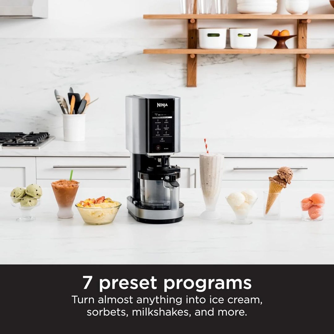 ZenVora 7-in-1 Ice Cream Maker with 2 Pint Containers and Lids, Compact, Silver