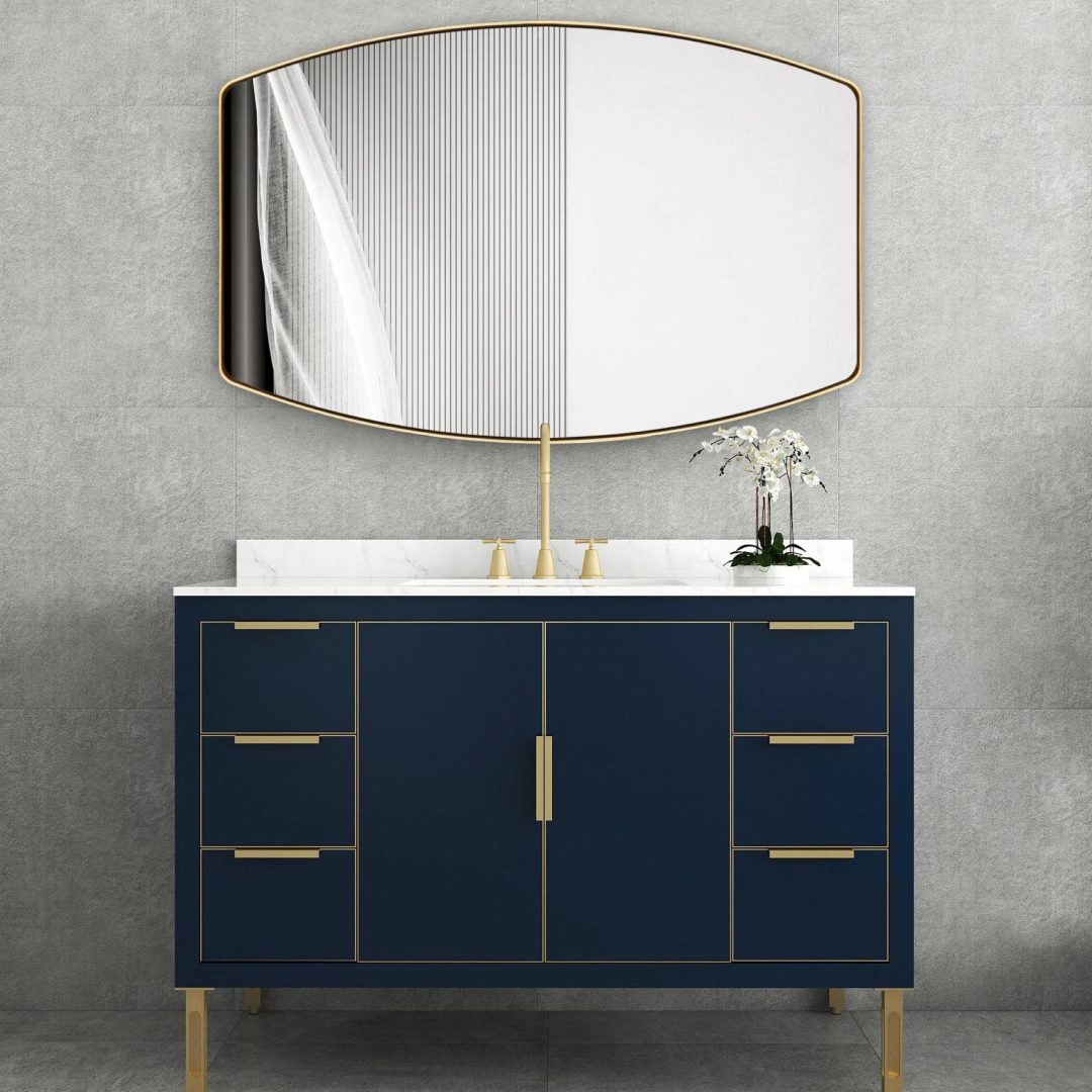 ZenVora Modern Oblong Metal Wall Mirror, Decorative Elongated Hanging Mirror for Living Room, Bedroom and Entryway
