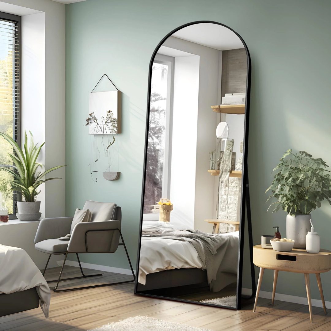 ZenVora Arched Full Length Floor Mirror, Large Full Body Standing and Wall Mounted Mirror for Bedroom, Living Room and Home Decor