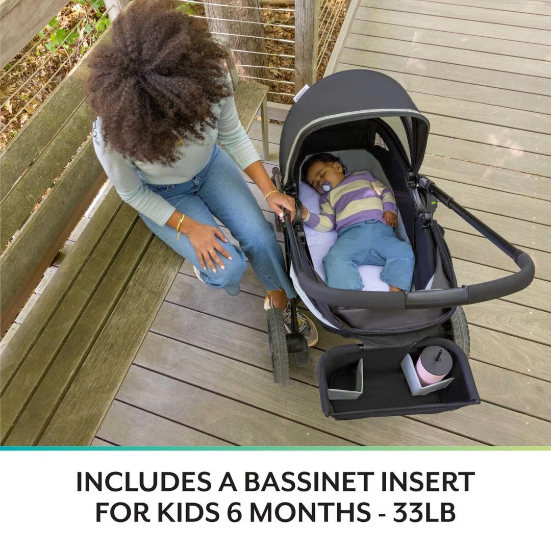 ZenVora 2-in-1 All-Terrain Baby Stroller Wagon with Canopy and Storage - Gray