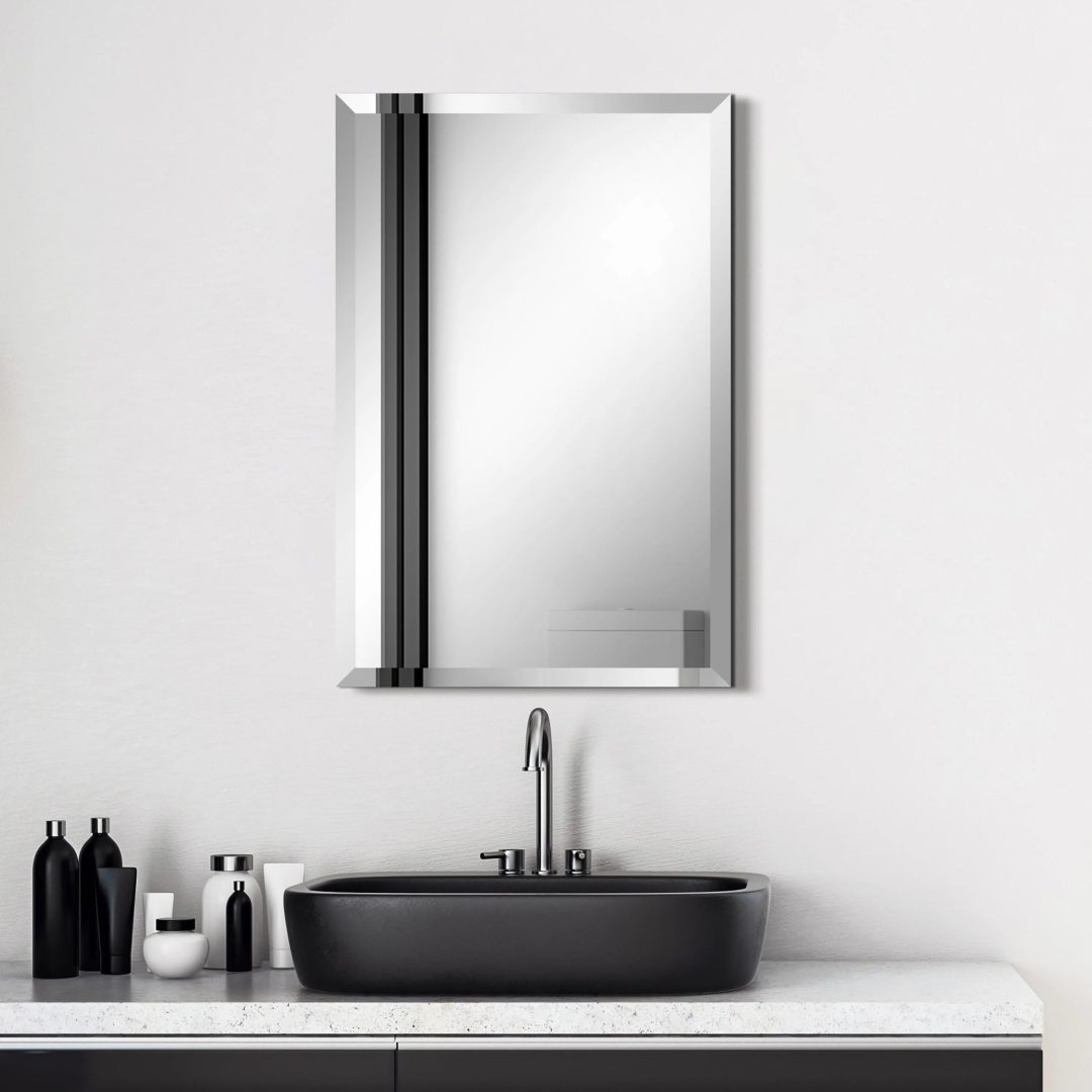 ZenVora Frameless Beveled Prism Wall Mirror, Clear Square or Rectangular Decorative Mirror for Bathroom, Bedroom and Home Decor