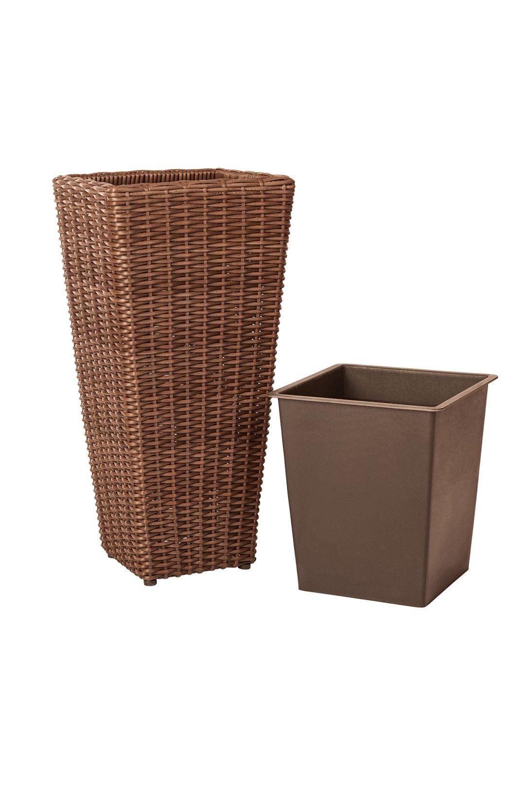 ZenVora All-Weather Wicker Planter Set with Liners, Outdoor Decorative Garden Plant Pots for Patio, Deck & Balcony
