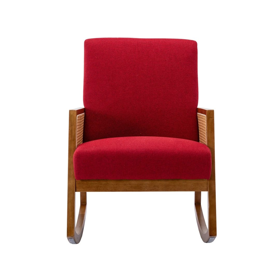 ZenVora Upholstered Tall Back Rocking Chair, Smooth Gliding Accent Armchair for Comfortable Living Room Seating
