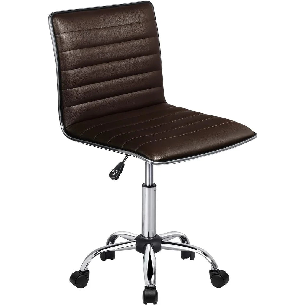 ZenVora Adjustable Mid-Back Armless Swivel Office Chair, Ribbed Task and Vanity Chair for Small Spaces