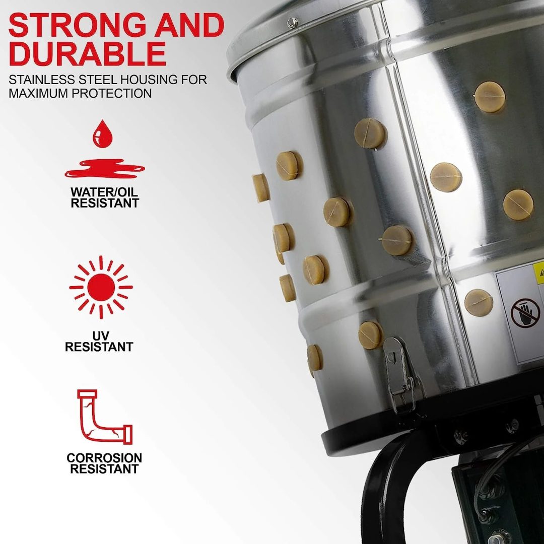 ZenVora 1 HP Electric Chicken Plucker, Stainless Steel, 120VAC, 280 RPM, 20-Inch Drum, 92 Soft Fingers