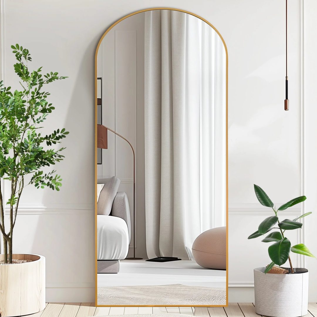 ZenVora Arched Full Length Floor Mirror, Large Full Body Standing and Wall Mounted Mirror for Bedroom, Living Room and Home Decor