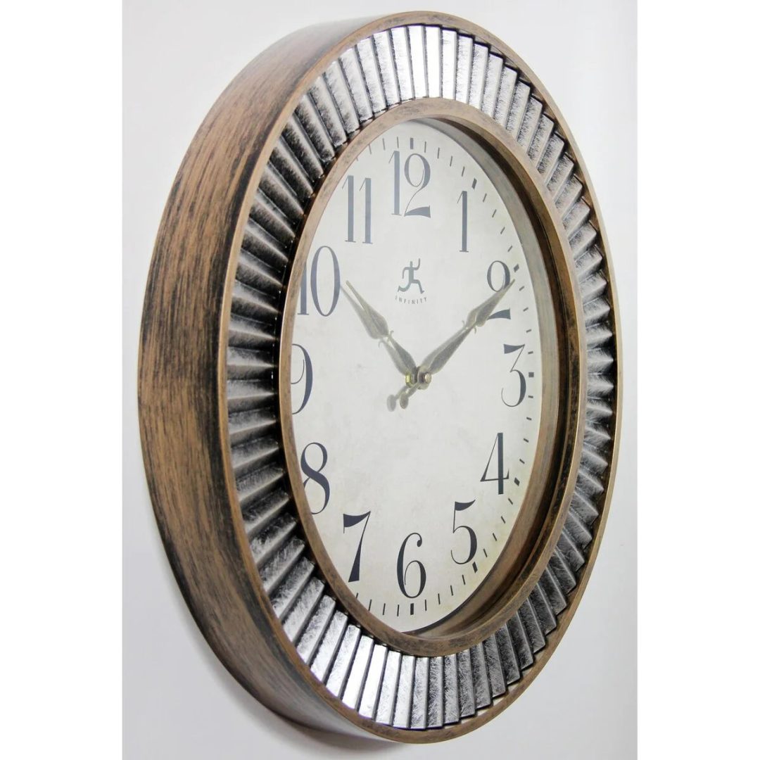 ZenVora 16 Inch Rustic Industrial Wall Clock, Decorative Round Clock for Home