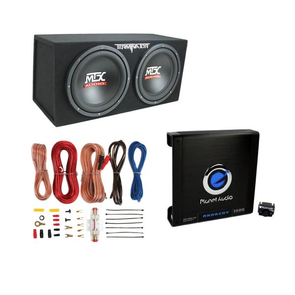 ZenVora MTX Terminator Dual 12-Inch Loaded Subwoofer Enclosure System with 1500W Mono Amplifier & Complete Amp Installation Kit