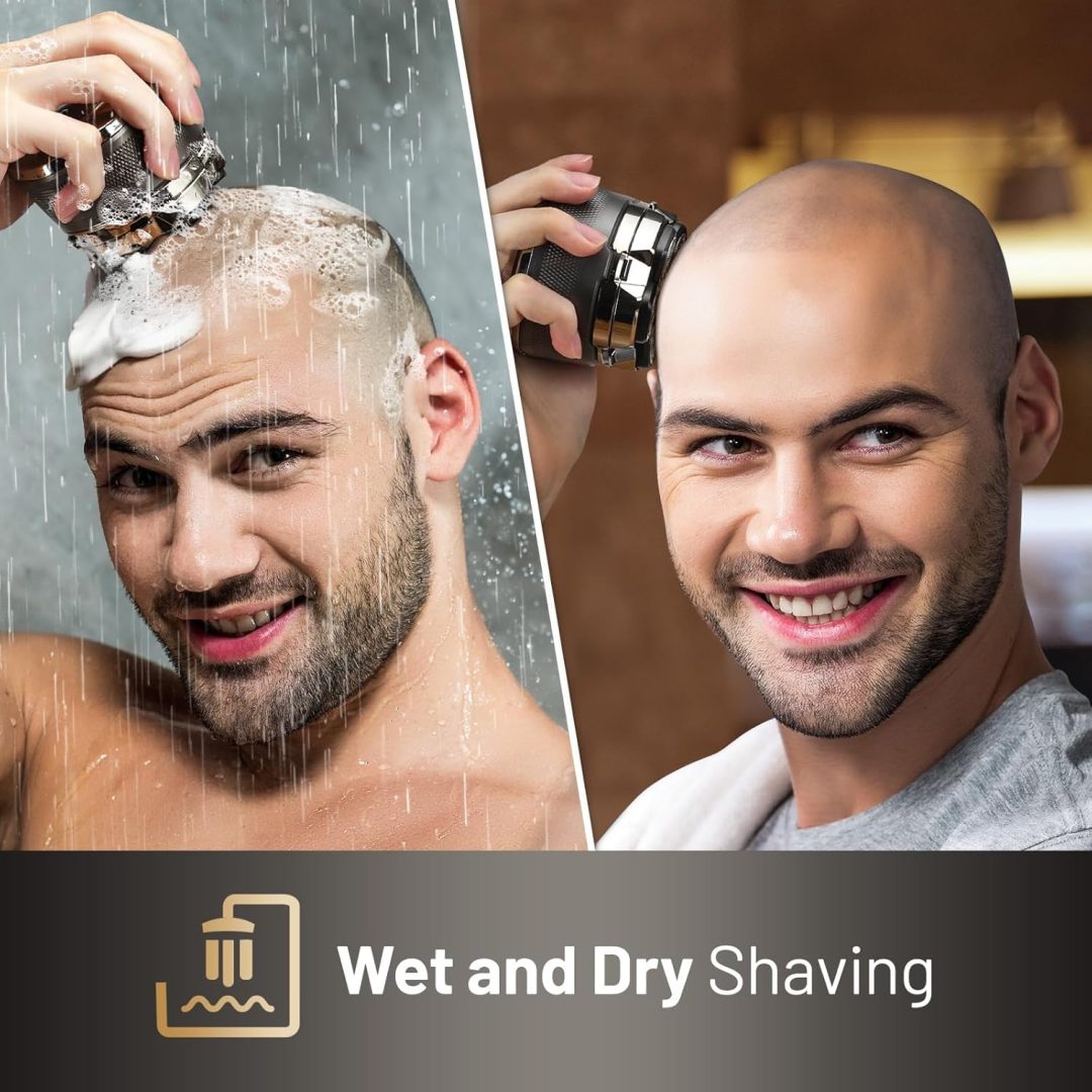 ZenVora Waterproof Hypoallergenic Head & Face Shaver, Rechargeable Electric Razor for Men’s Scalp and Facial Grooming
