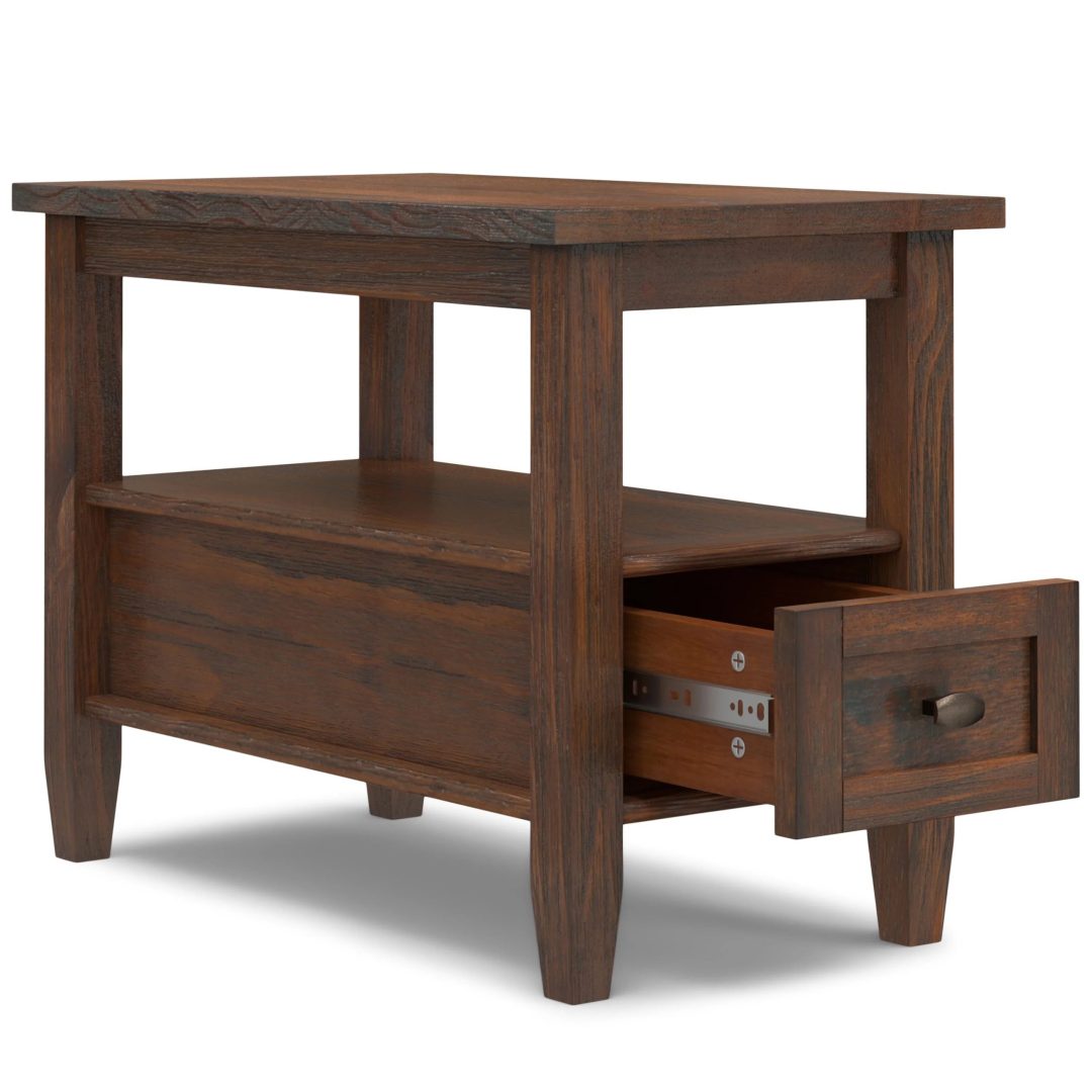 ZenVora 14" Wide Solid Wood Narrow Side Table, Rectangle Transitional Style Accent Table