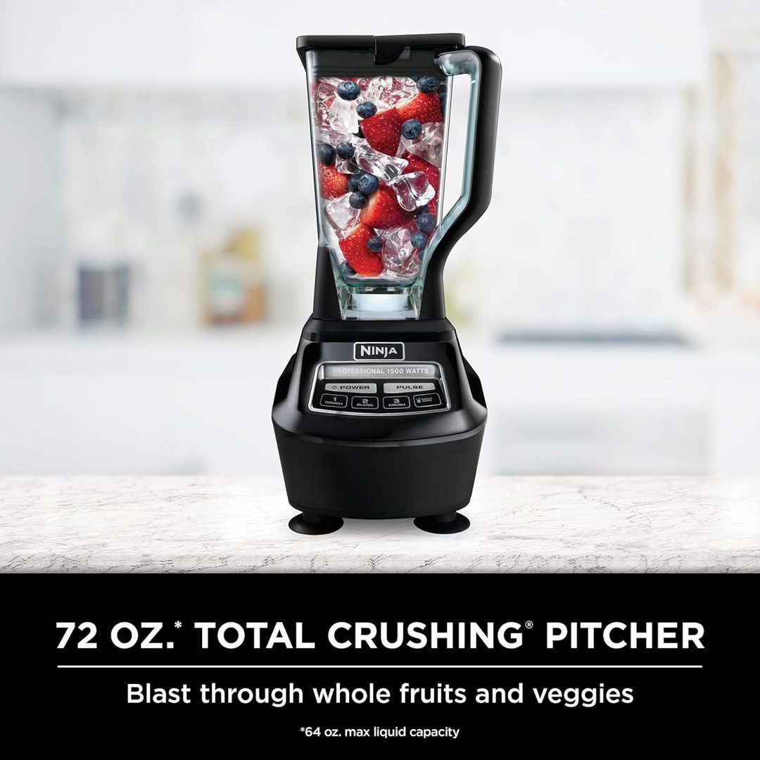 ZenVora 1500W Blender and Food Processor System with 72-Oz. Pitcher, 64-Oz. Bowl and 16-Oz. To-Go Cups, Black
