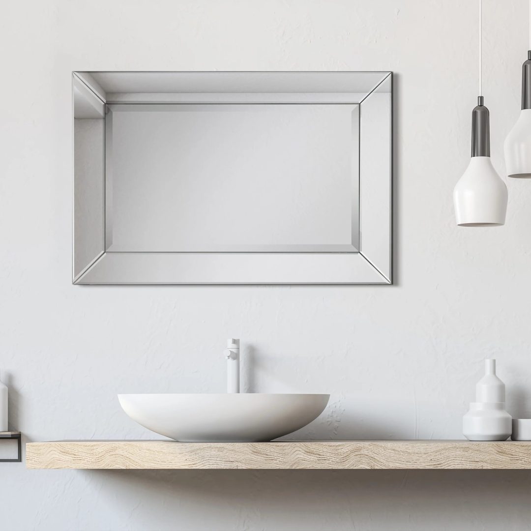 ZenVora Beveled Rectangular Clear HD Wall Mirror, Bathroom Vanity and Bedroom Mirror, 3 Sizes