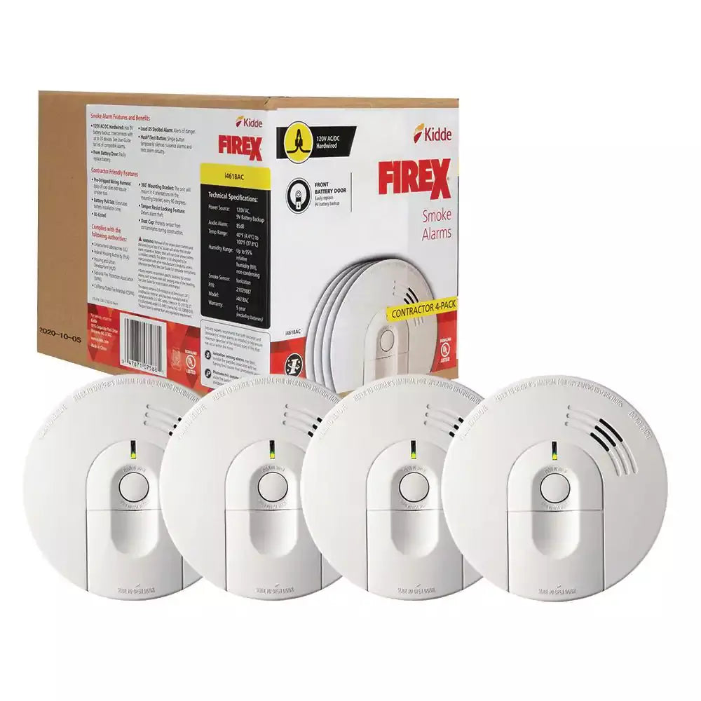 ZenVora Hardwired Smoke Alarm with Ionization Sensor, 120V AC, 9V Battery Backup