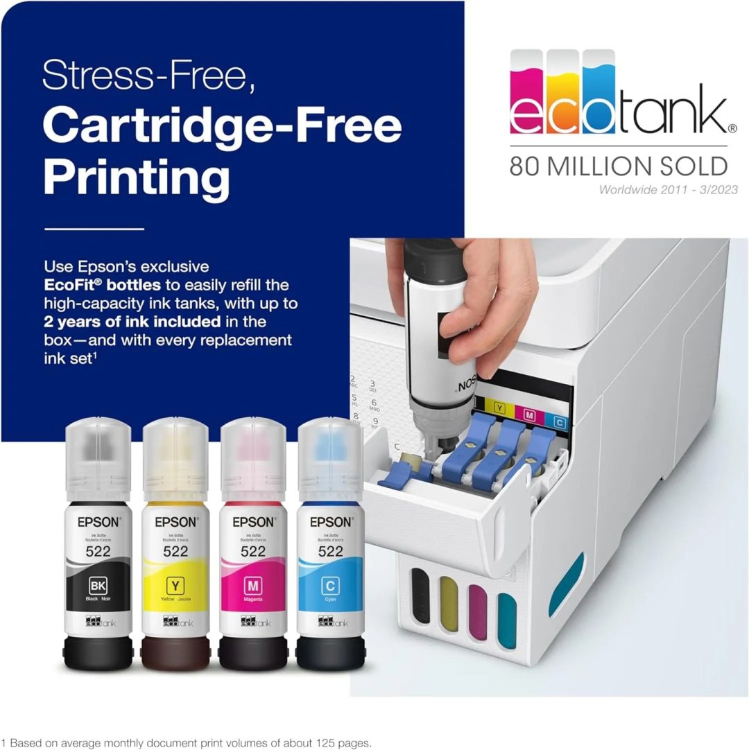 ZenVora Wireless All-in-One Inkjet Printer, Cartridge-Free, Scanner, Copier, Fax, ADF, Ethernet, White