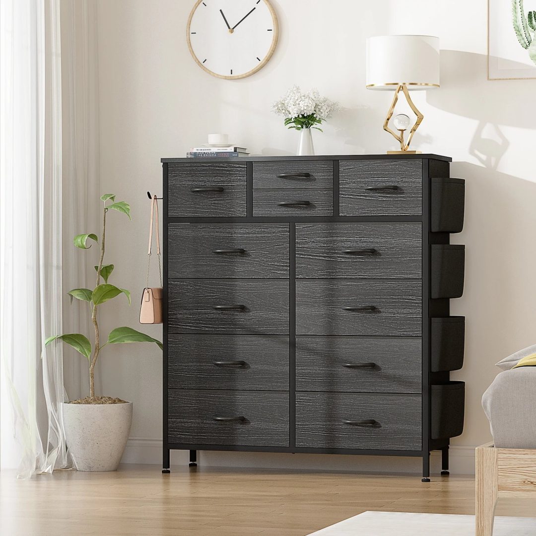 ZenVora 12 Drawer Fabric Dresser, Tall Bedroom Chest of Drawers with Storage