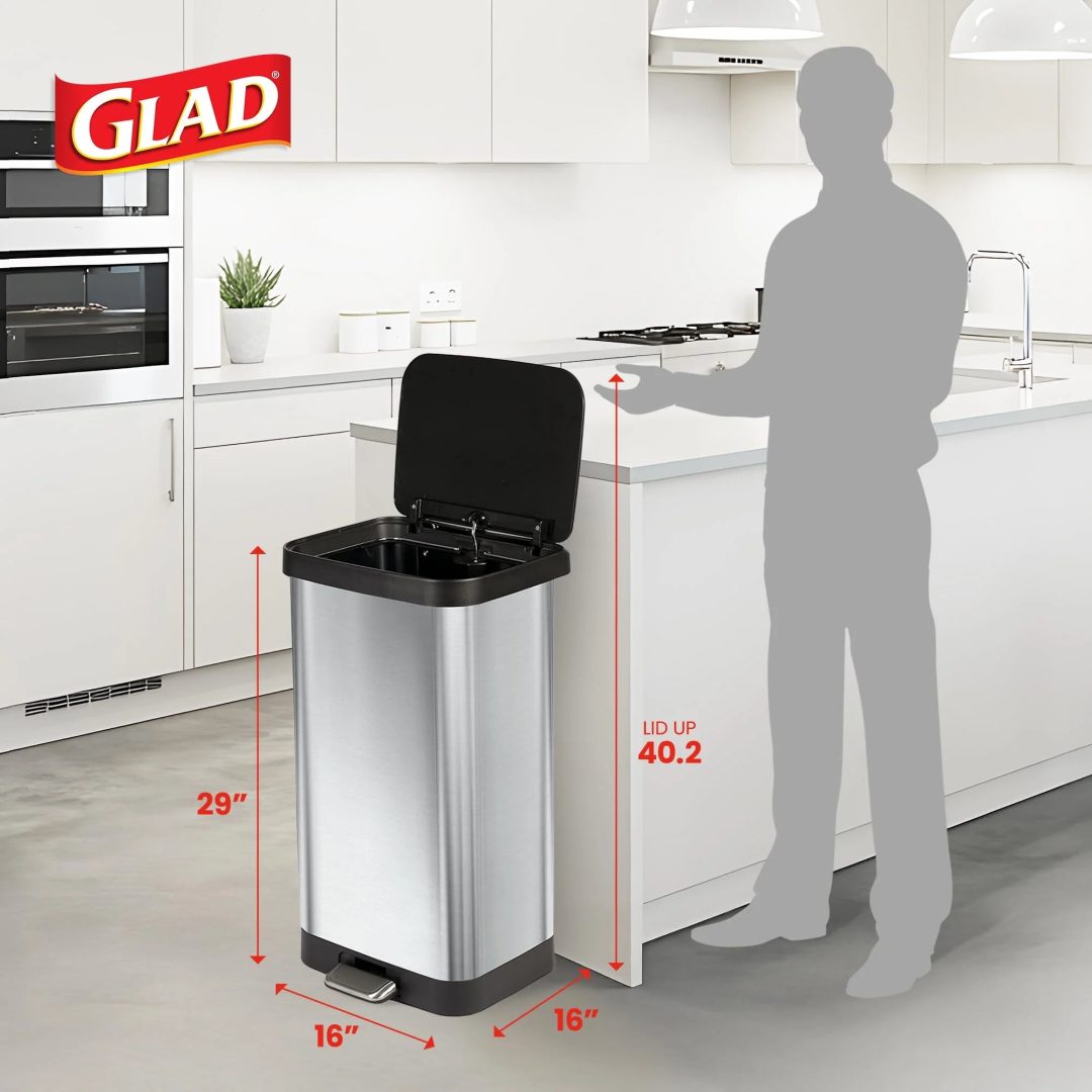 ZenVora 20 Gallon Stainless Steel Step Trash Can, Large Kitchen Garbage Bin with Odor Control