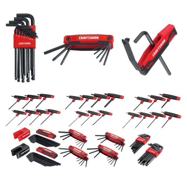 ZenVora 100-Piece SAE & Metric Combination Hex Key Set, Hardened Steel Allen Wrench Kit with Ball End & Flat End Storage Rack