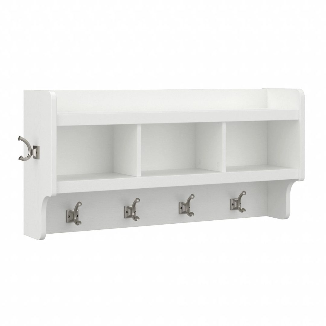 40 Inch Wall Mounted Coat Rack with Shelf, Wooden Entryway Storage and Hanging Organizer