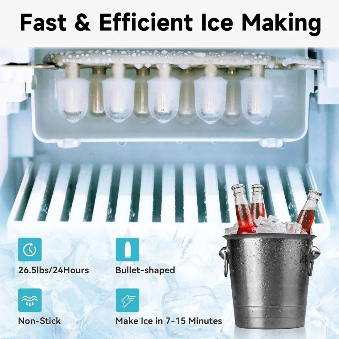 ZenVora 3-in-1 Hot & Cold Water Cooler with Built-in Ice Maker – Top Loading for 3-5 Gallon Bottles, Child Safety Lock, Black