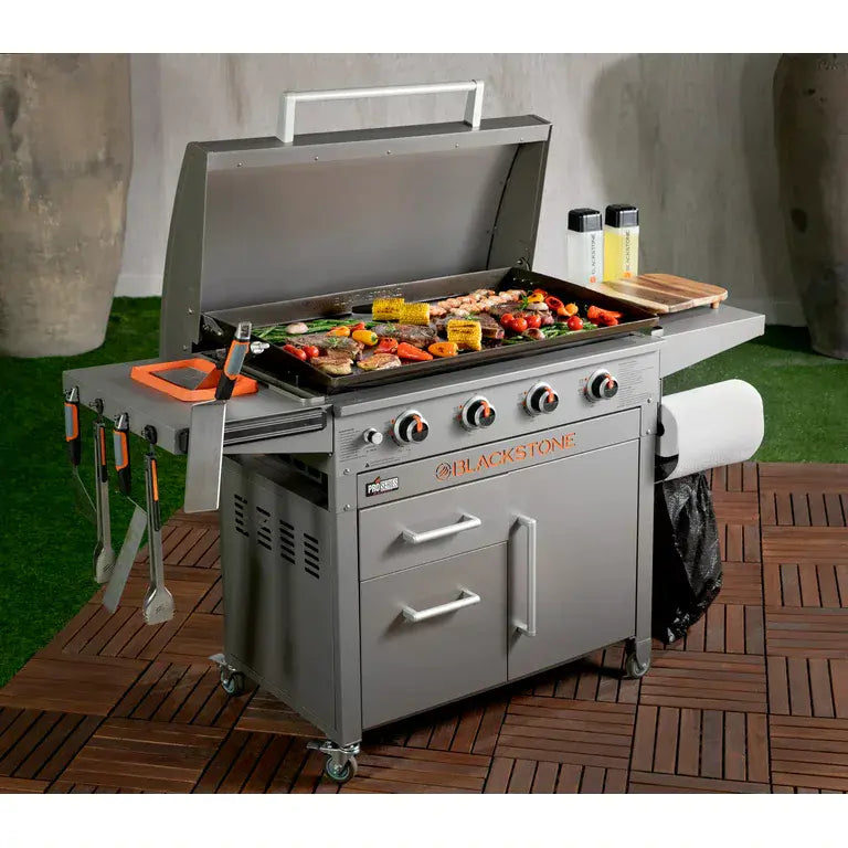 ZenVora 36" 4-Burner Propane Griddle Station – 768 sq in Cooking Surface with Hood & Cabinet
