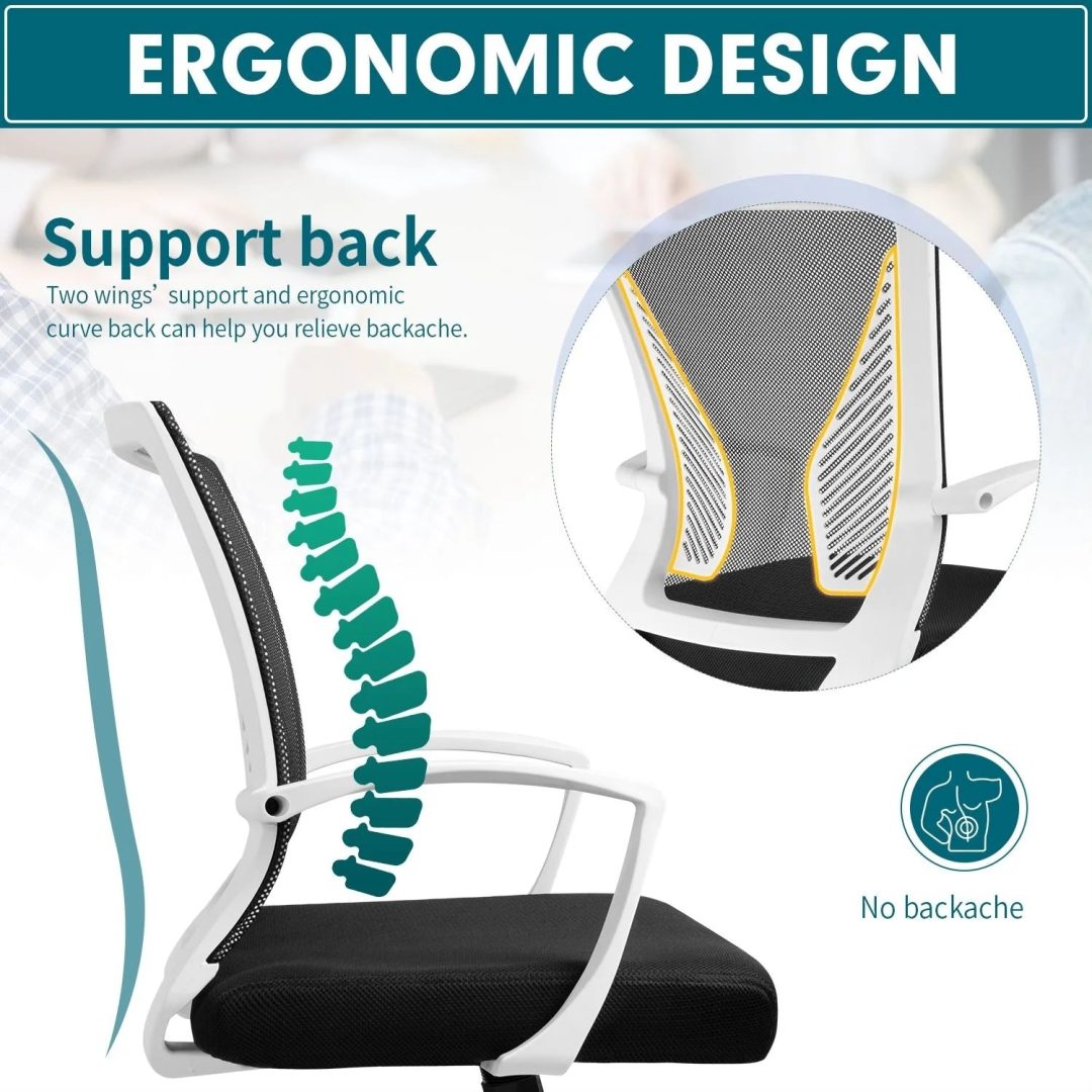 ZenVora Ergonomic Mesh Office Chair with Lumbar Support, Breathable Computer Desk Chair