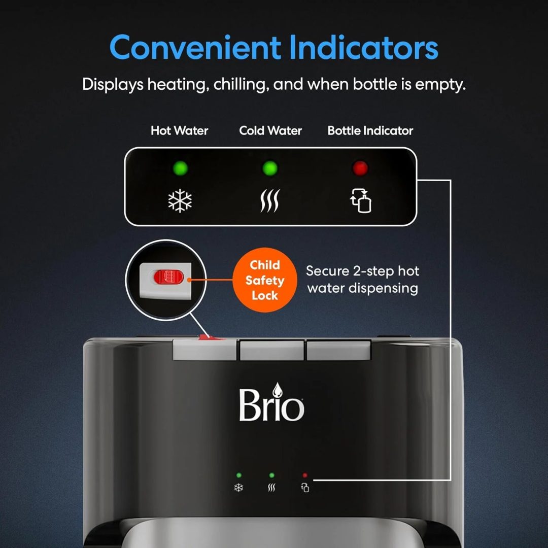 ZenVora Bottom Loading Water Cooler Dispenser – 3 Temp Settings with Child Safety Lock & LED Empty Alert
