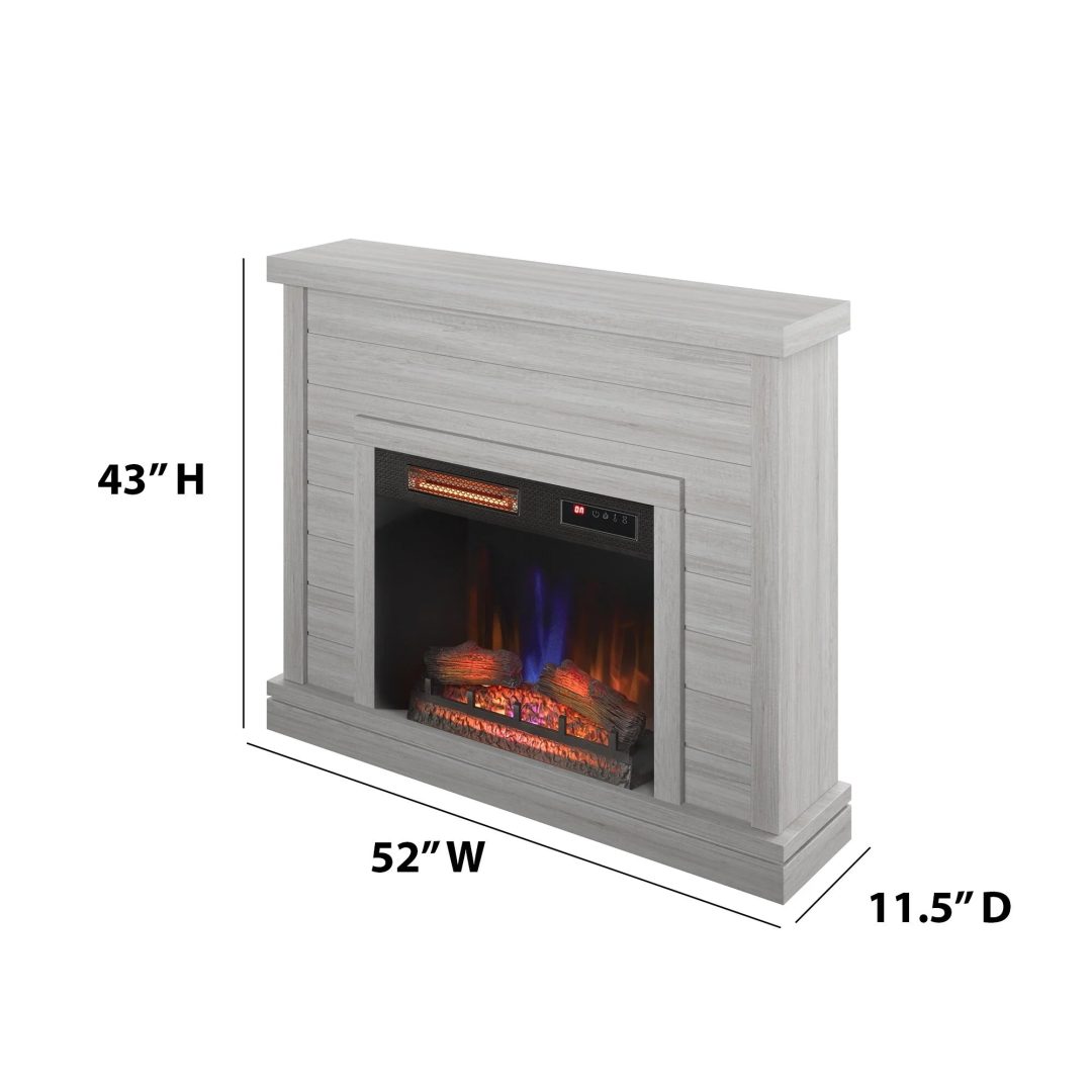 ZenVora 52" Shiplap Wall Fireplace Mantel, Modern Electric Fireplace with 3D Flame Effect Insert for Home Decor