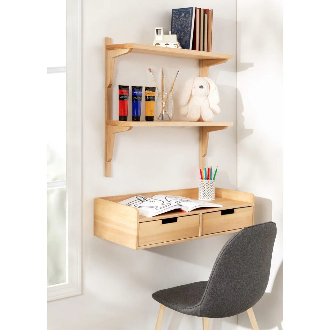 ZenVora Mid-Century Wall Shelves, 24x8x24 Inch Decorative Wall Mounted Storage and Display Shelving for Home Decor