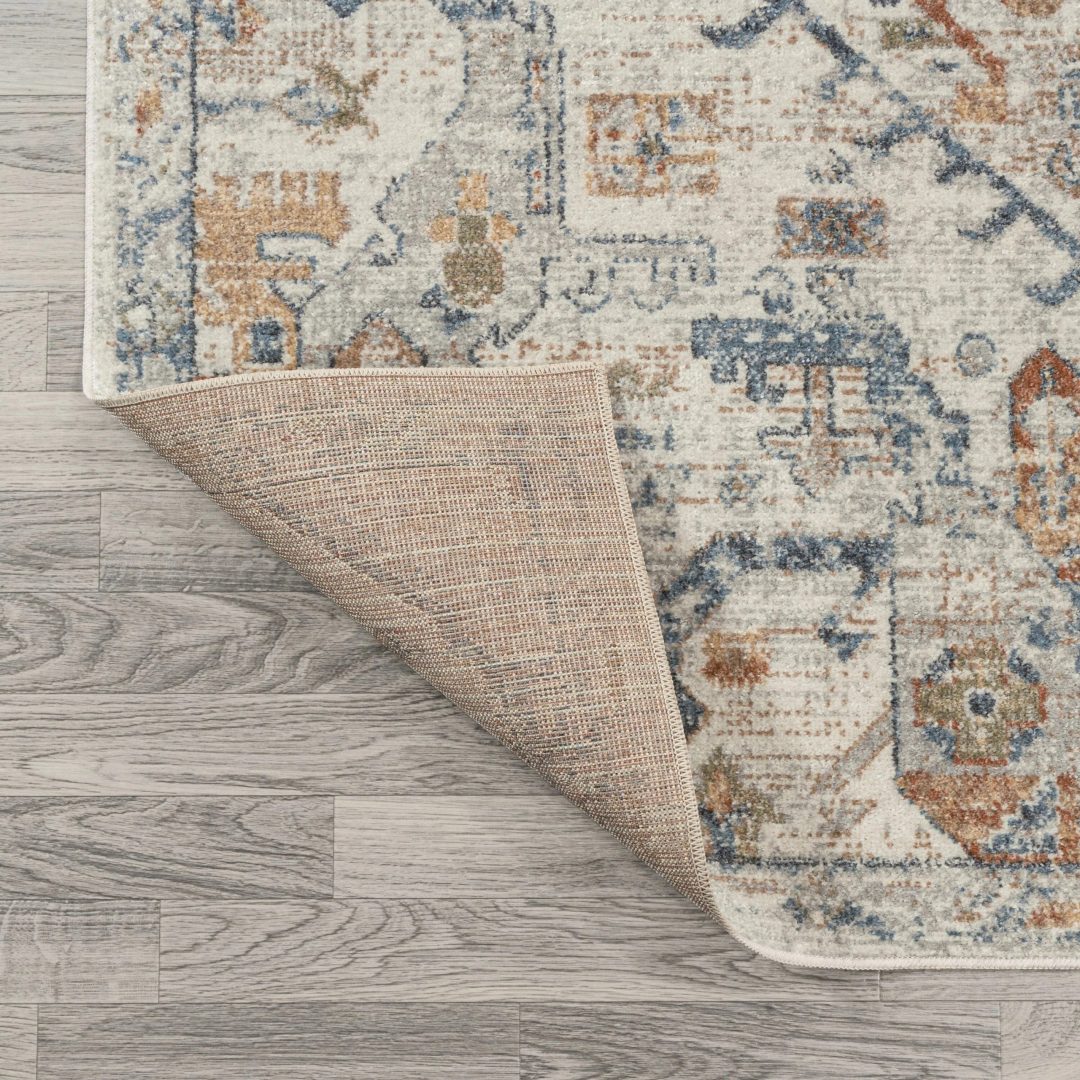 ZenVora Bohemian Medallion Low-Pile Machine-Washable Area Rug, Cream and Terra