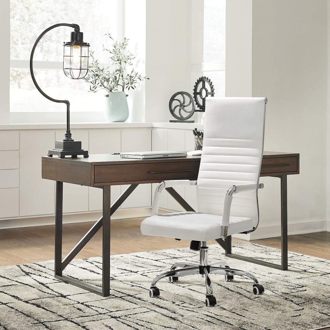 ZenVora Ribbed High Back Office Chair, Ergonomic Conference Desk Chair for Home Office, Meeting Room and Workspace