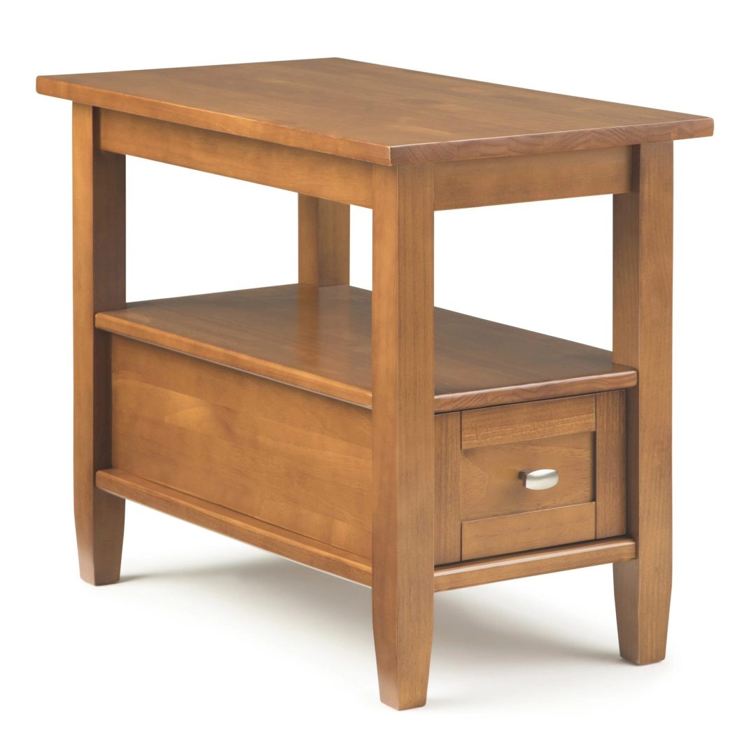 ZenVora 14" Wide Solid Wood Narrow Side Table, Rectangle Transitional Style Accent Table