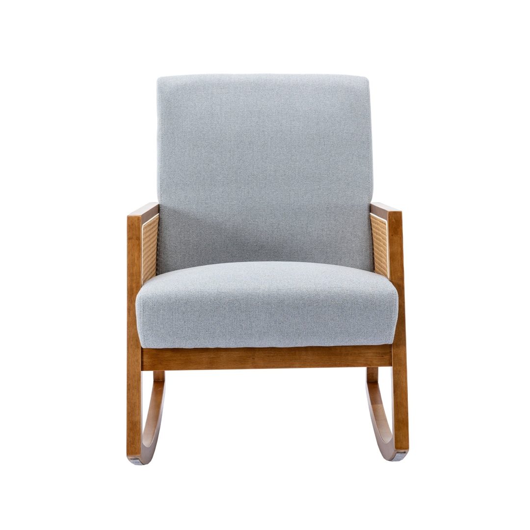 ZenVora Upholstered Tall Back Rocking Chair, Smooth Gliding Accent Armchair for Comfortable Living Room Seating