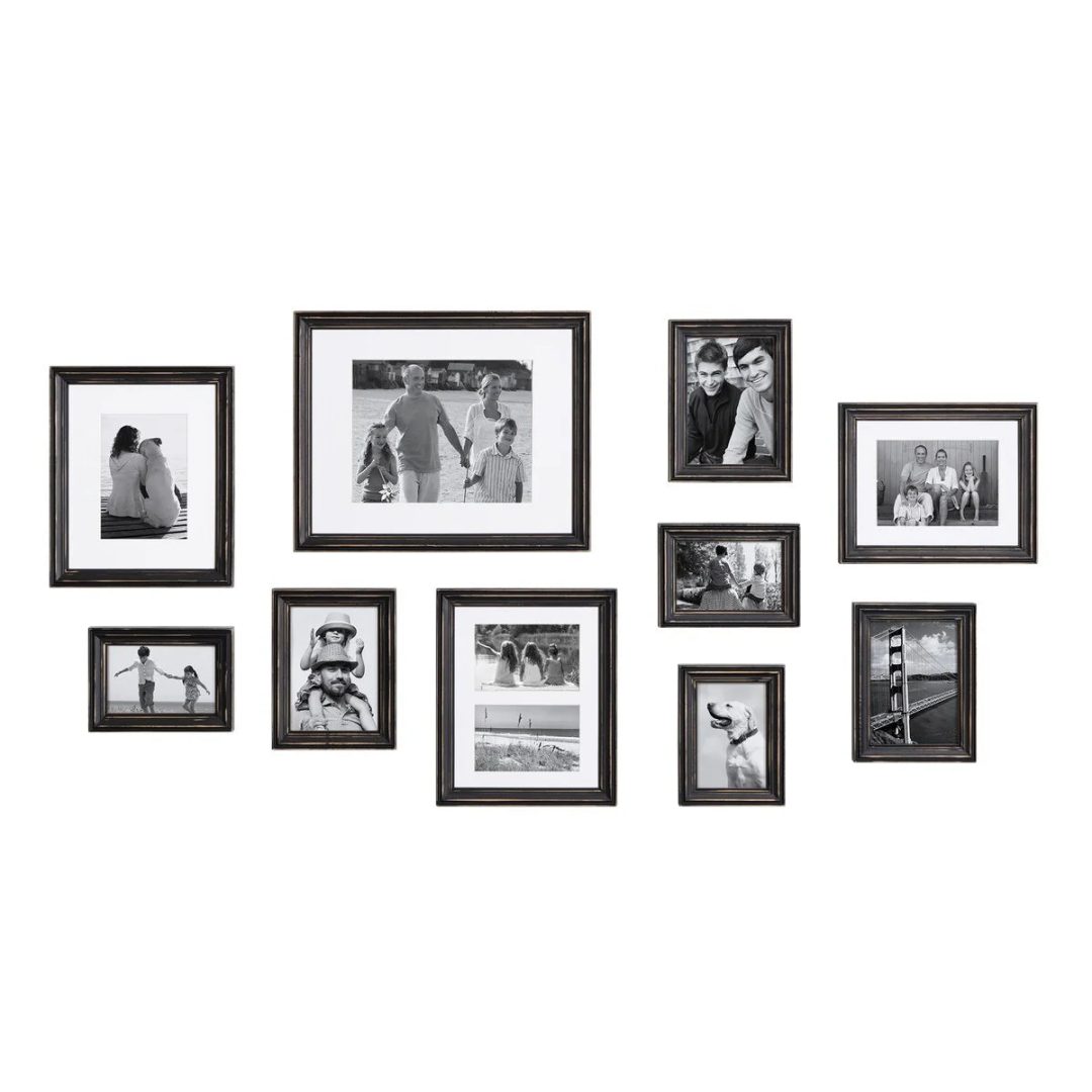 ZenVora 10-Piece Wood Gallery Wall Picture Frame Set, Decorative Photo Display Frames for Living Room, Bedroom and Home Decor